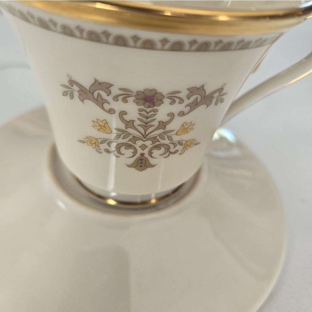 Discontinued Lenox China Castle Garden Replacement Footed Cup and Saucer - Picture 2 of 5